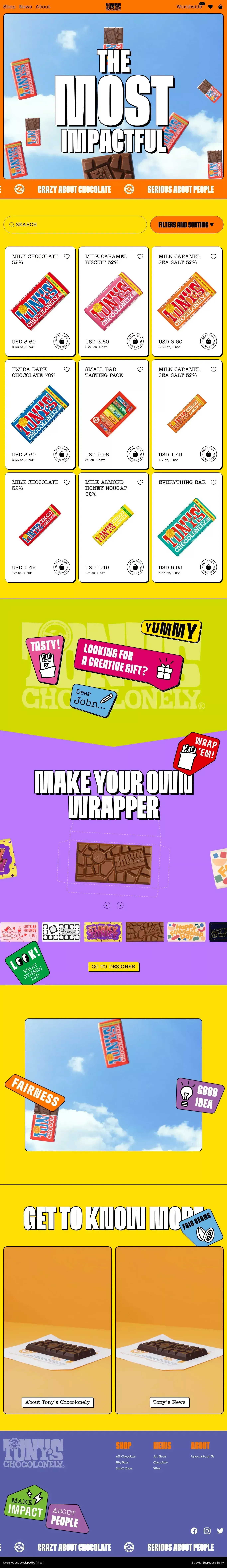 Tinloof - Tony's Chocolonely - website design