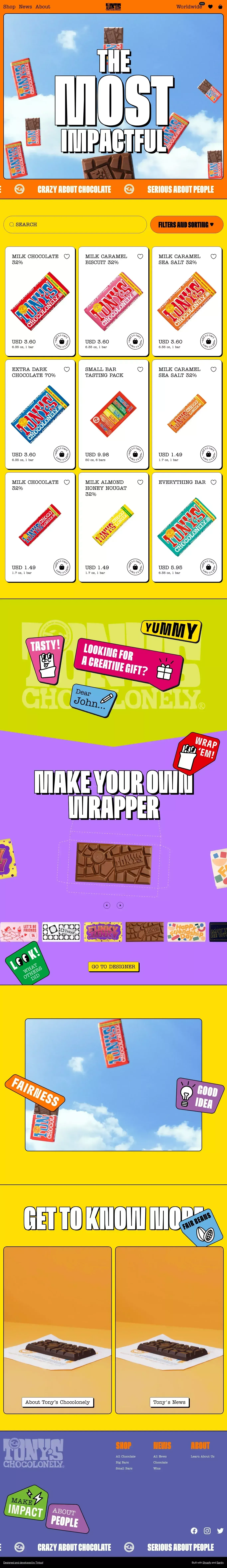 Tinloof - Tony's Chocolonely - Ecommerce design