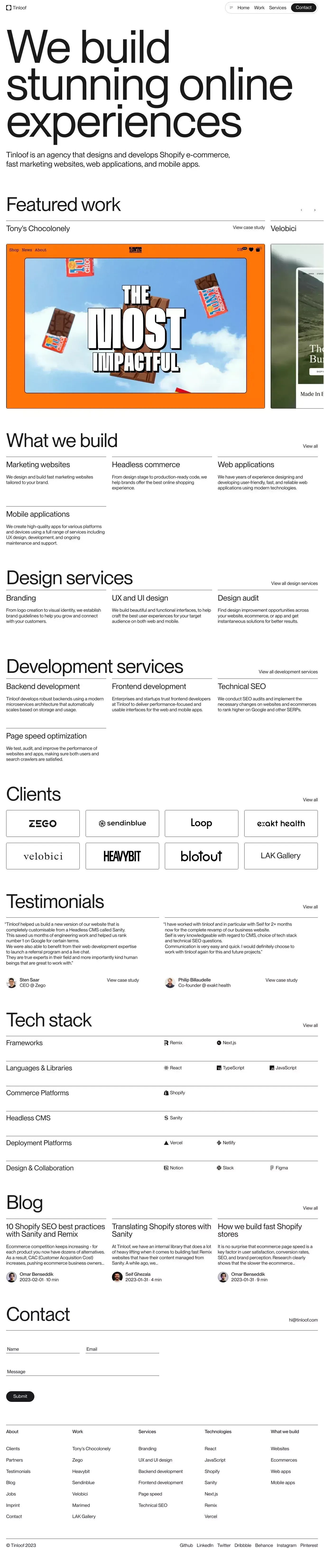Tinloof · Web Design and Development Agency - Portfolio design