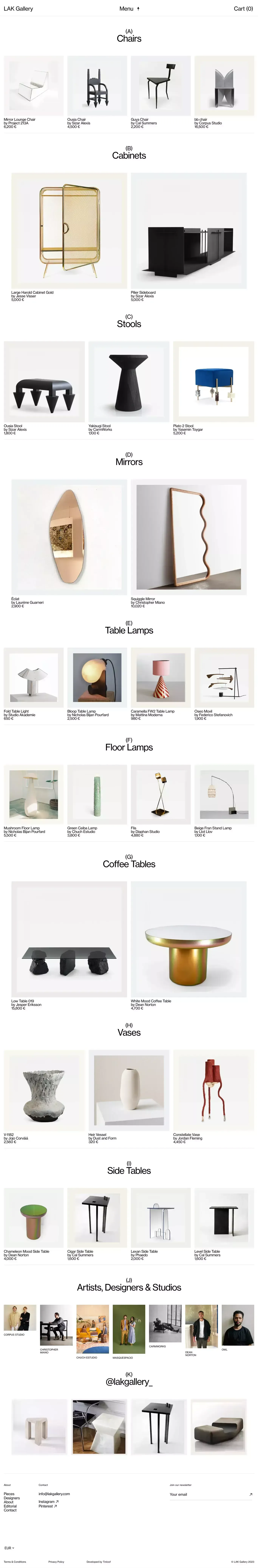 LAK Gallery - Ecommerce design