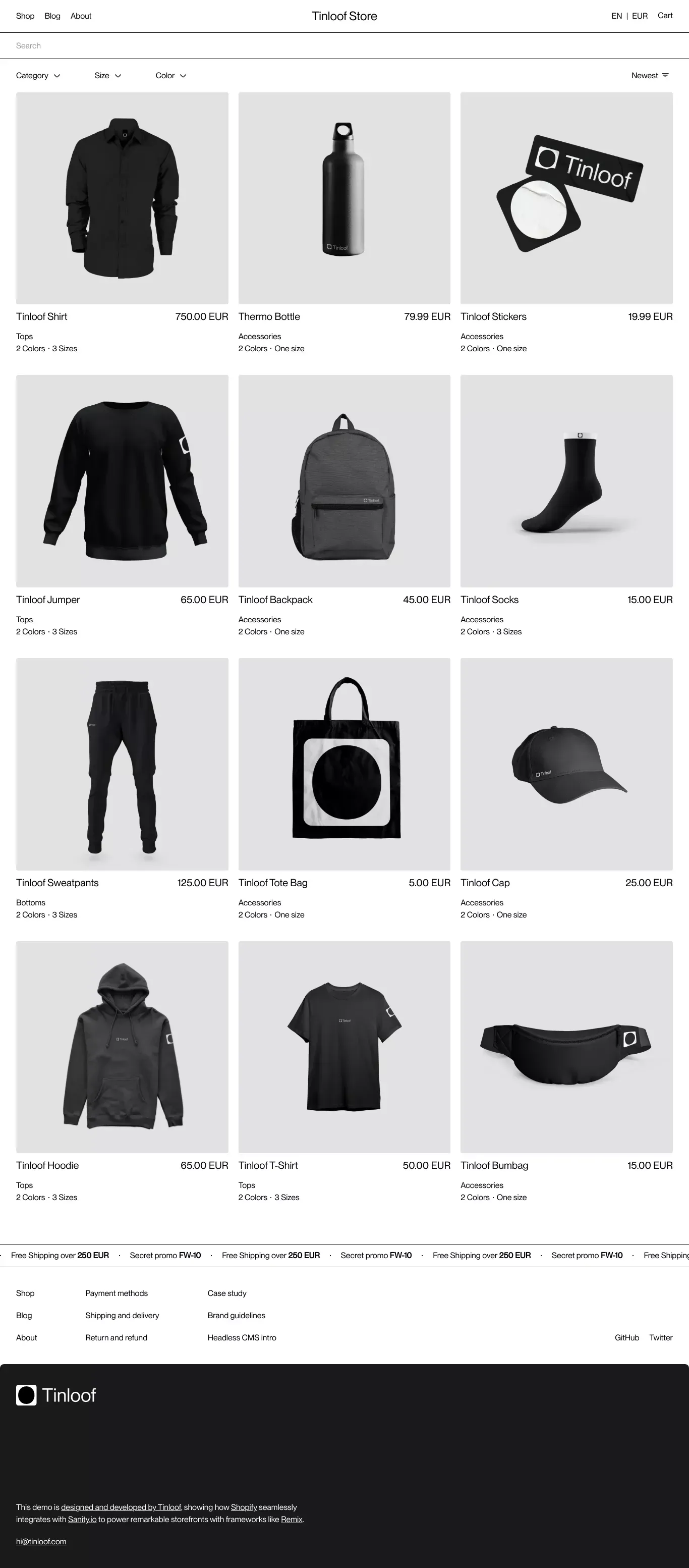 Tinloof Store - Ecommerce design