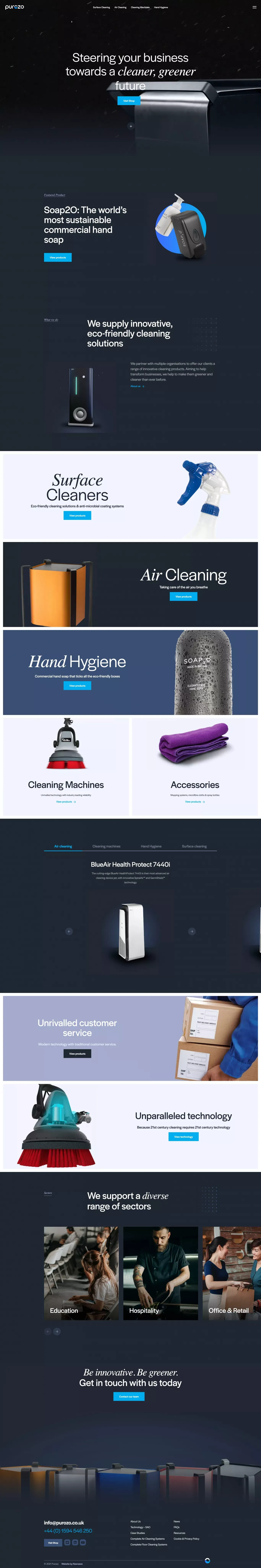 Chemical Free Cleaning Products | Tersano Products UK | Purozo - Landing design