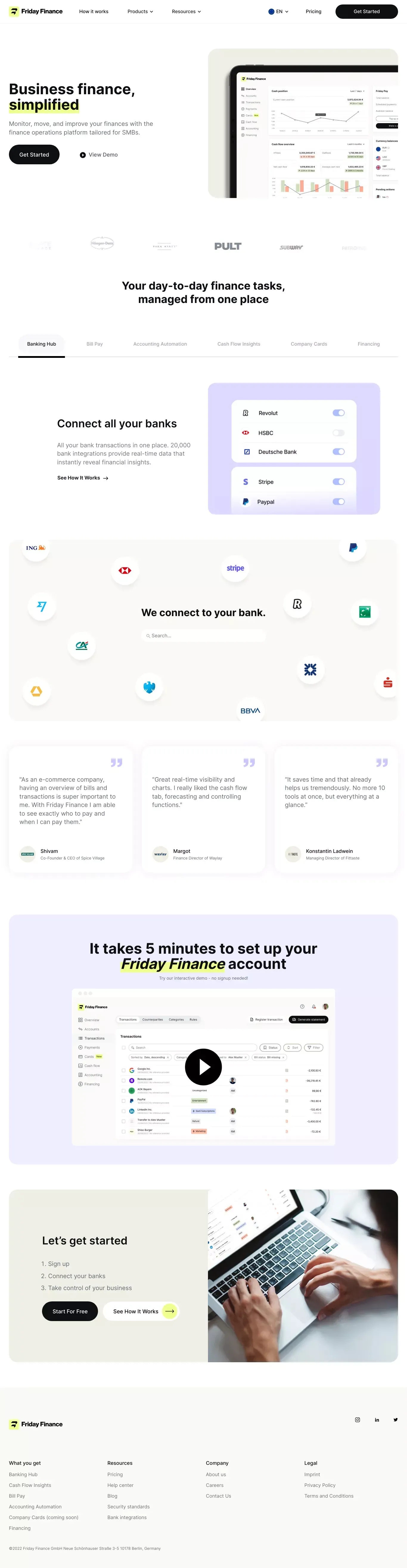 Friday Finance - Business finance, simplified - Landing design