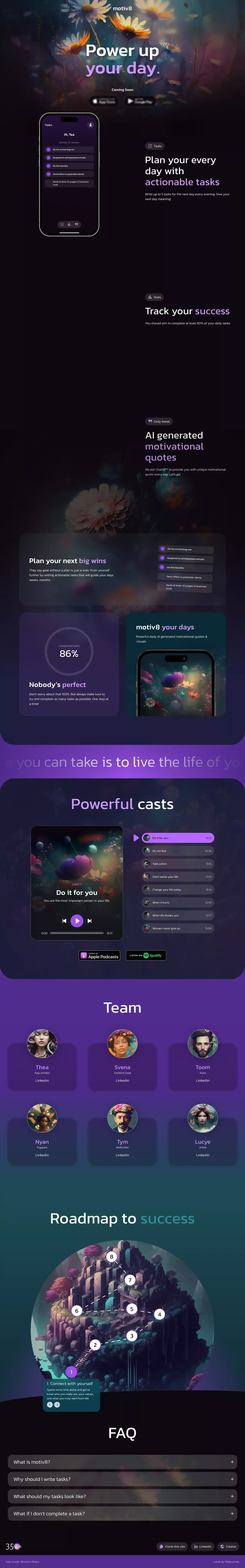 motiv8 - Power up your day - Landing design