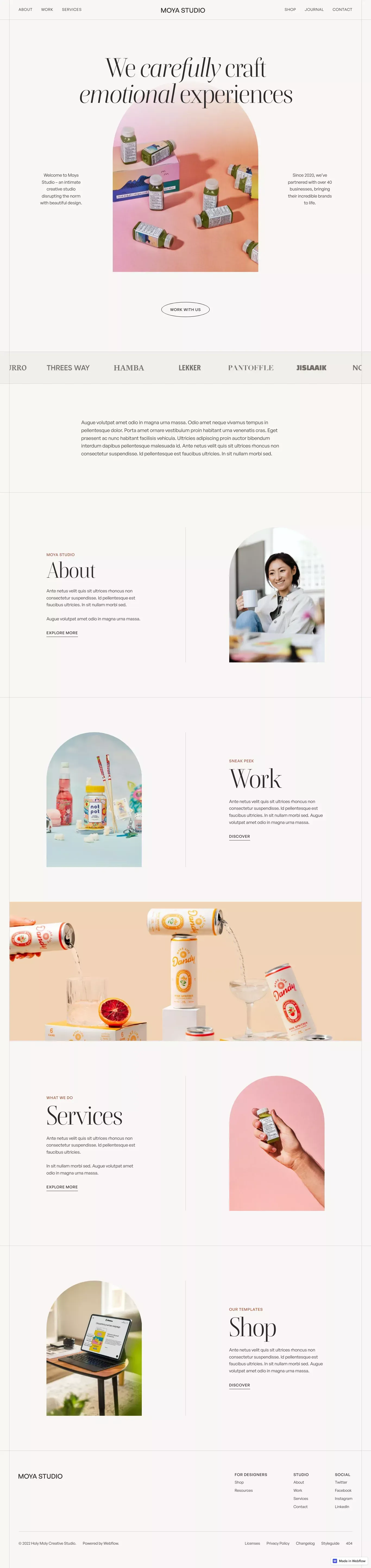 Moya - Webflow HTML website template - Template design