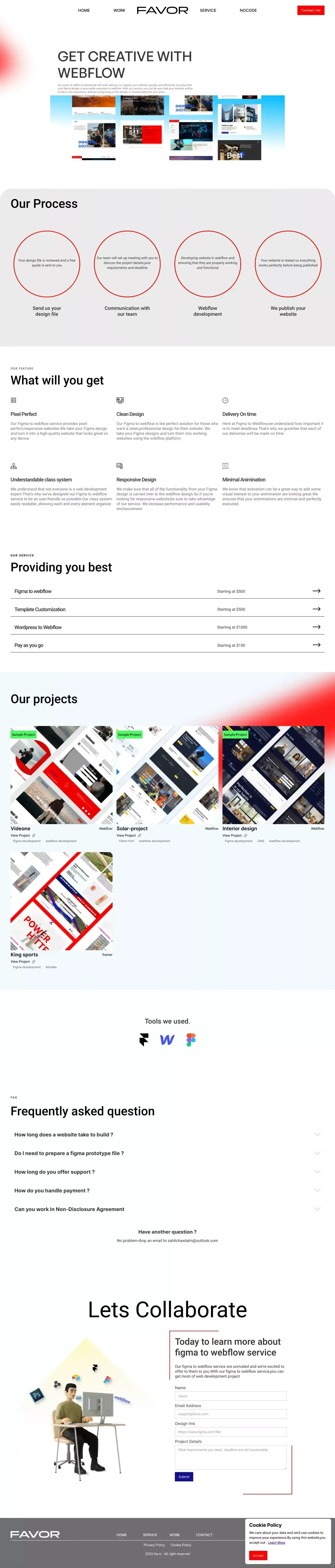 Favor -figma to webflow service , pay as go service - Landing design