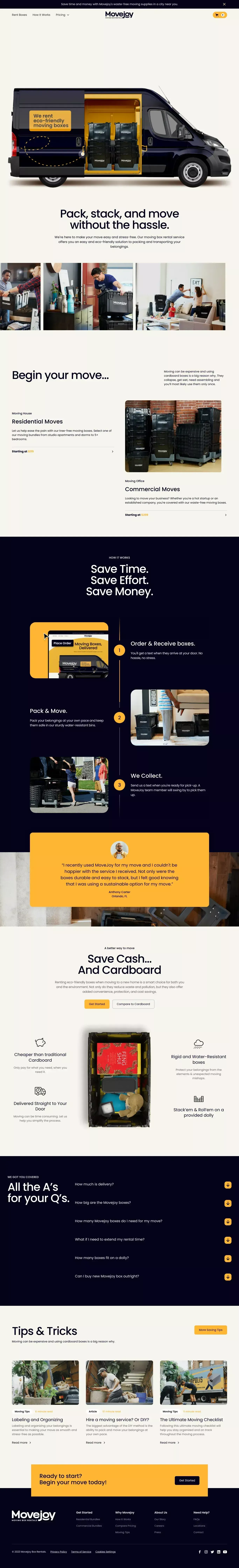 Movejoy | Rent Moving Boxes in Tampa & St. Pete and save money! - Landing design