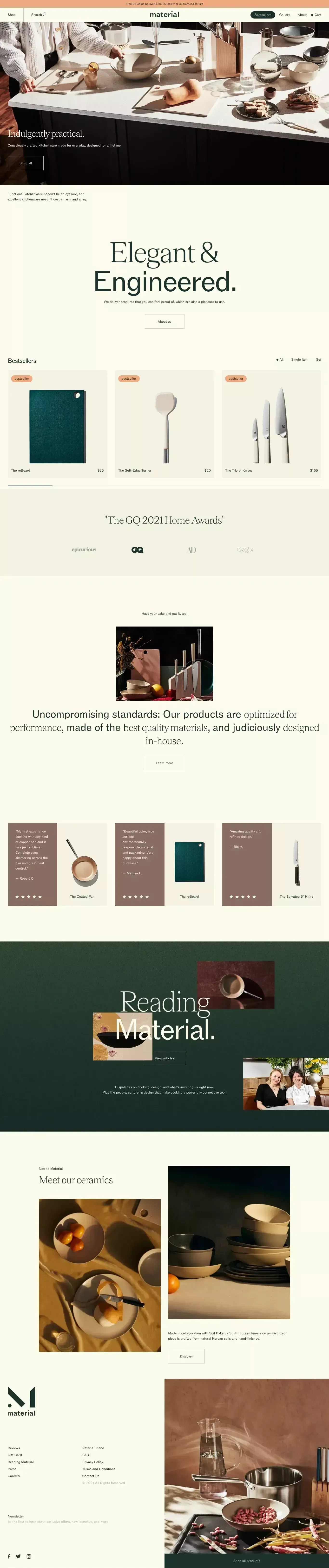 Material - Ecommerce design