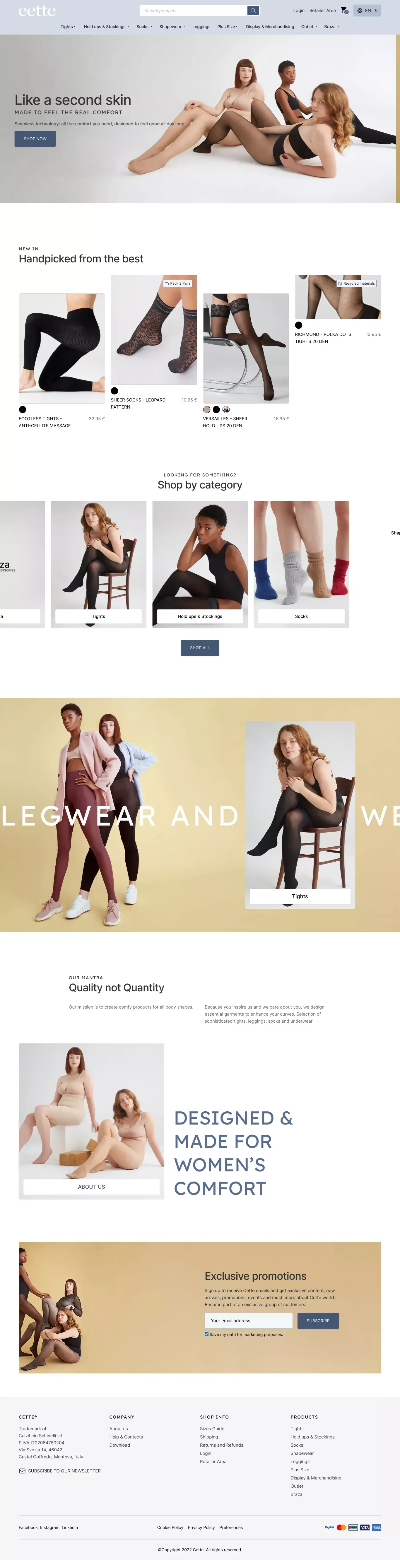 Cette - Premium Belgian Legwear & Shapewear, also Size Plus. - Ecommerce design
