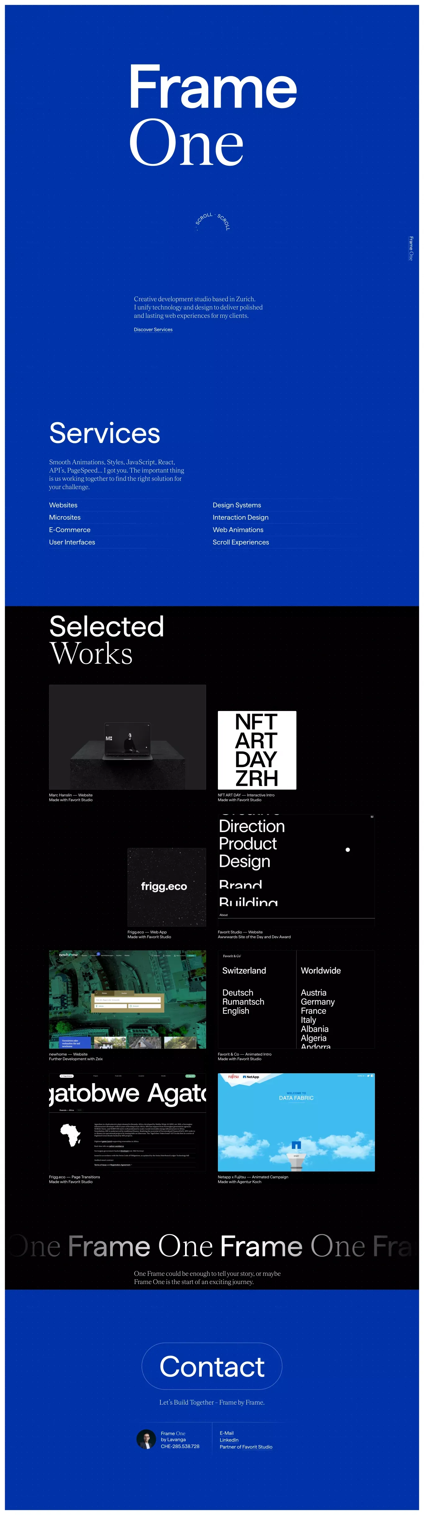 Frame One – Creative Web Development Studio - Portfolio design