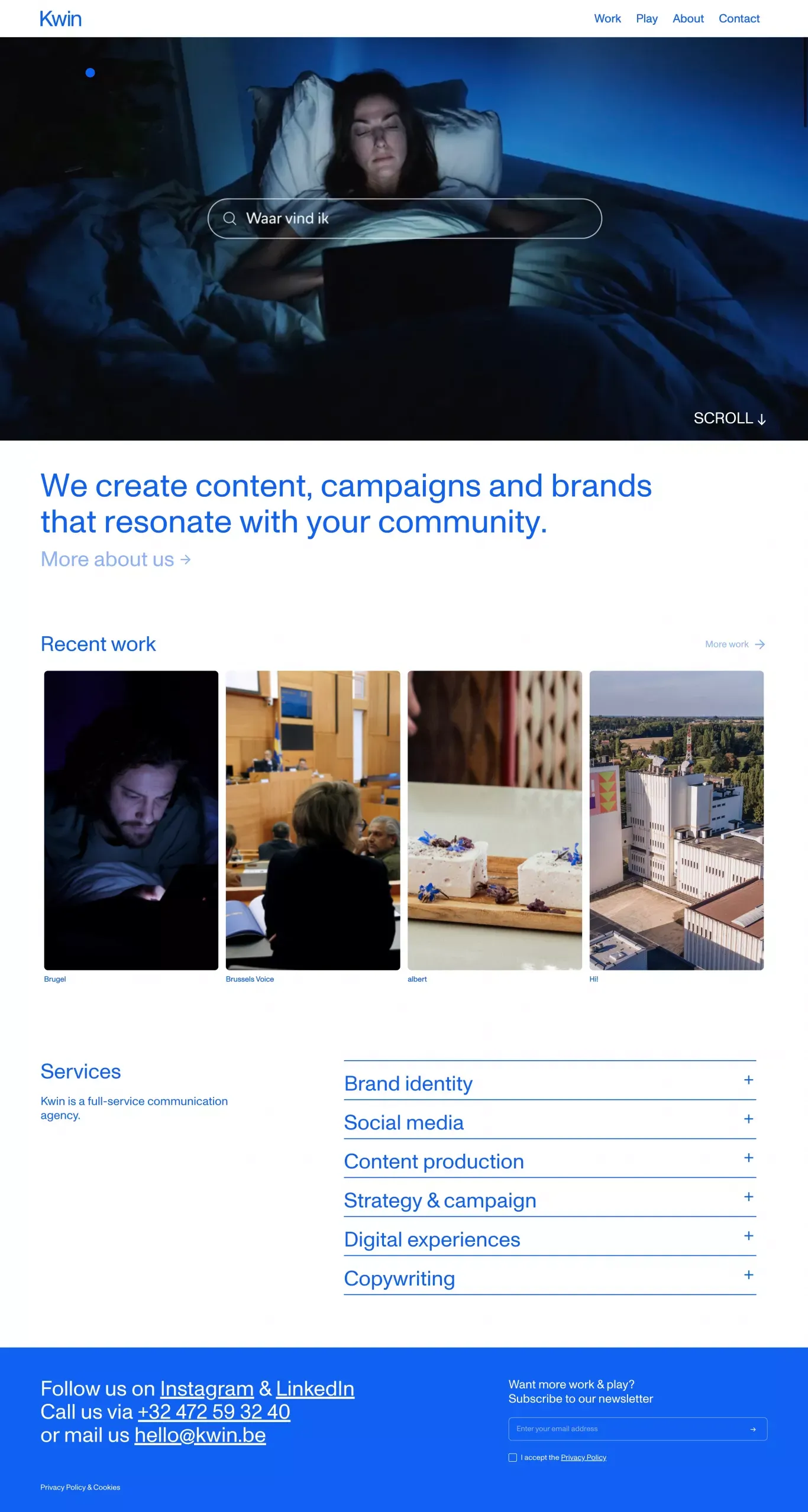 Kwin — Creative communication agency in Brussels - Portfolio design
