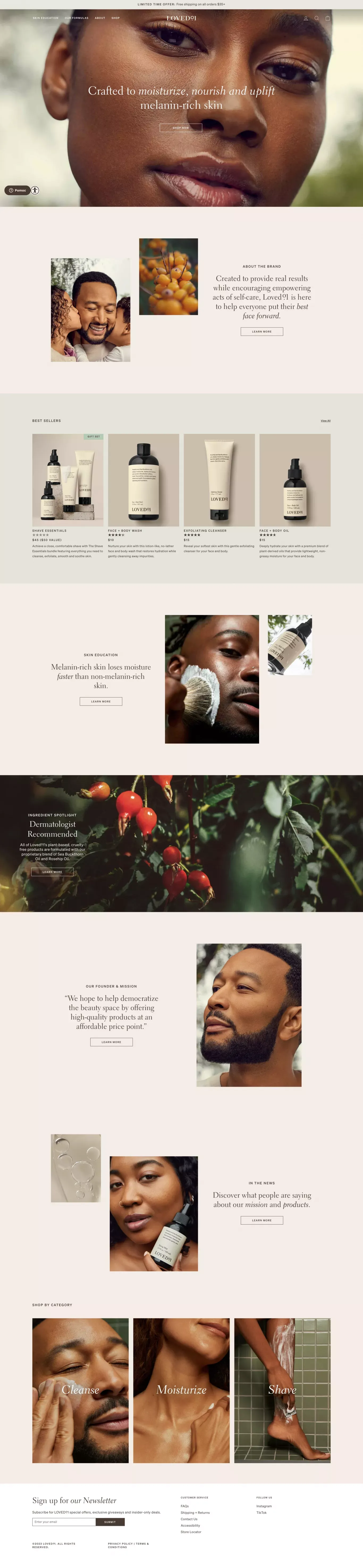 Lovedº1: Skincare for Melanin-Rich Skin - Ecommerce design