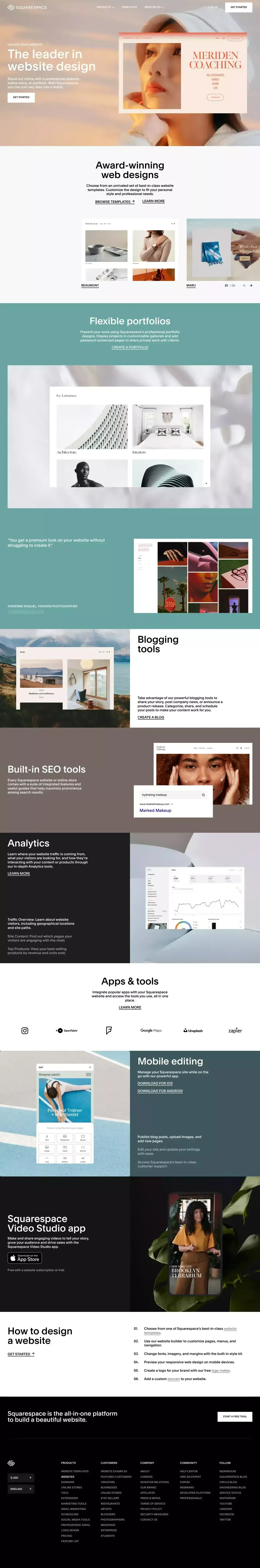 Website Design – The Leader in Website Design – Squarespace - Landing design