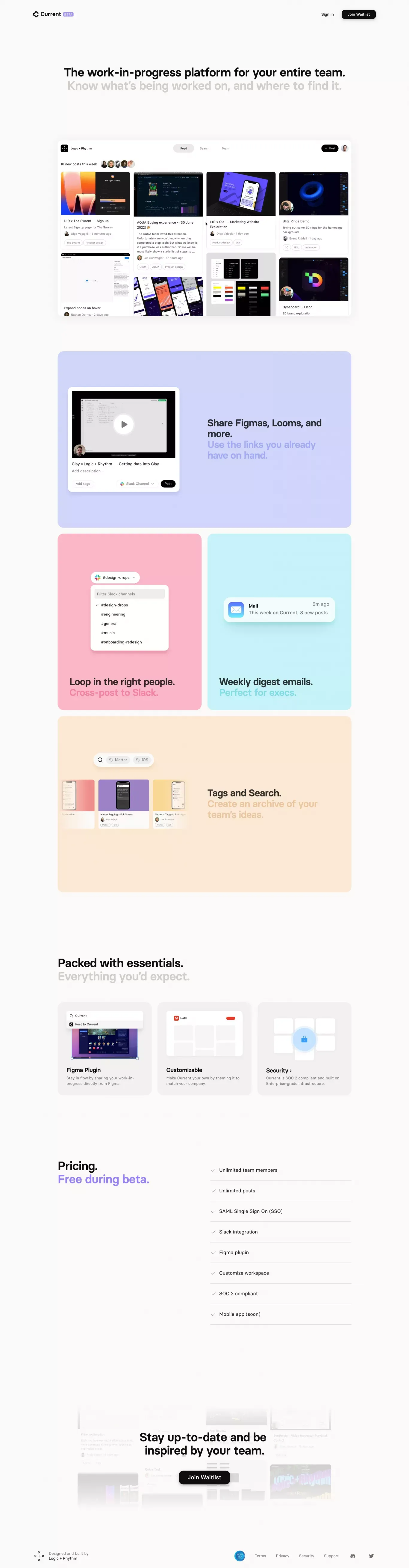 Current · The visibility platform for your entire team - Landing design