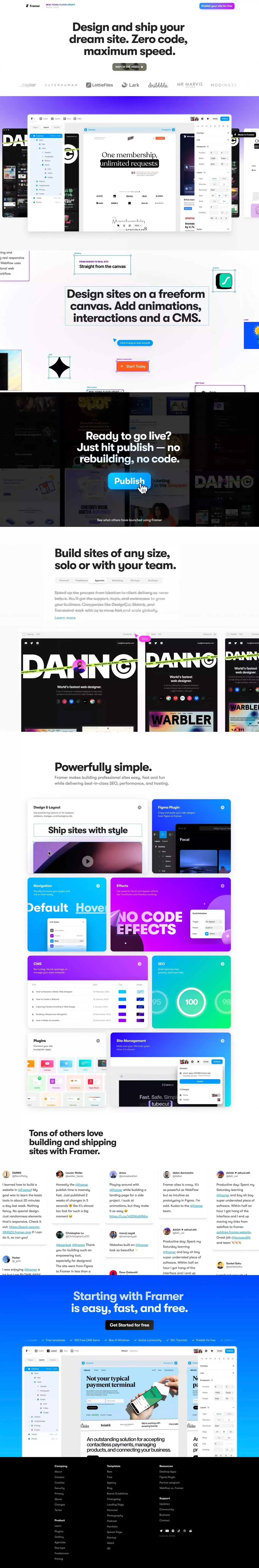 Framer â  Design and ship your dream site. Zero code, maximum speed. - Landing design