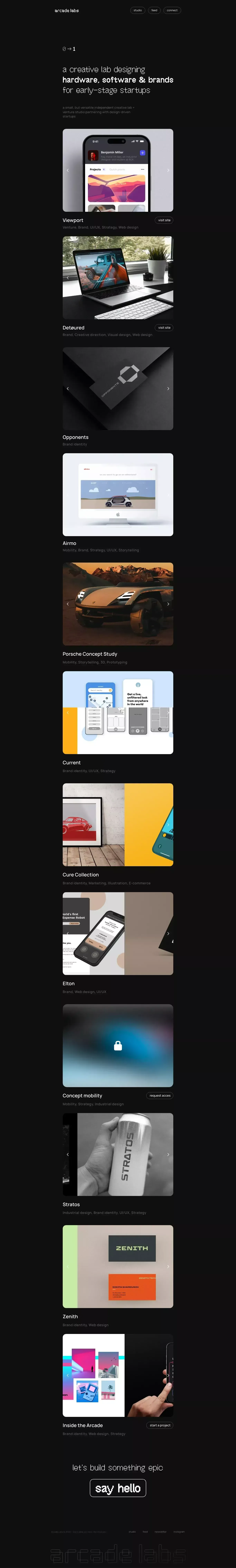 Arcade Labs â Creative Lab & Venture Studio - Portfolio design