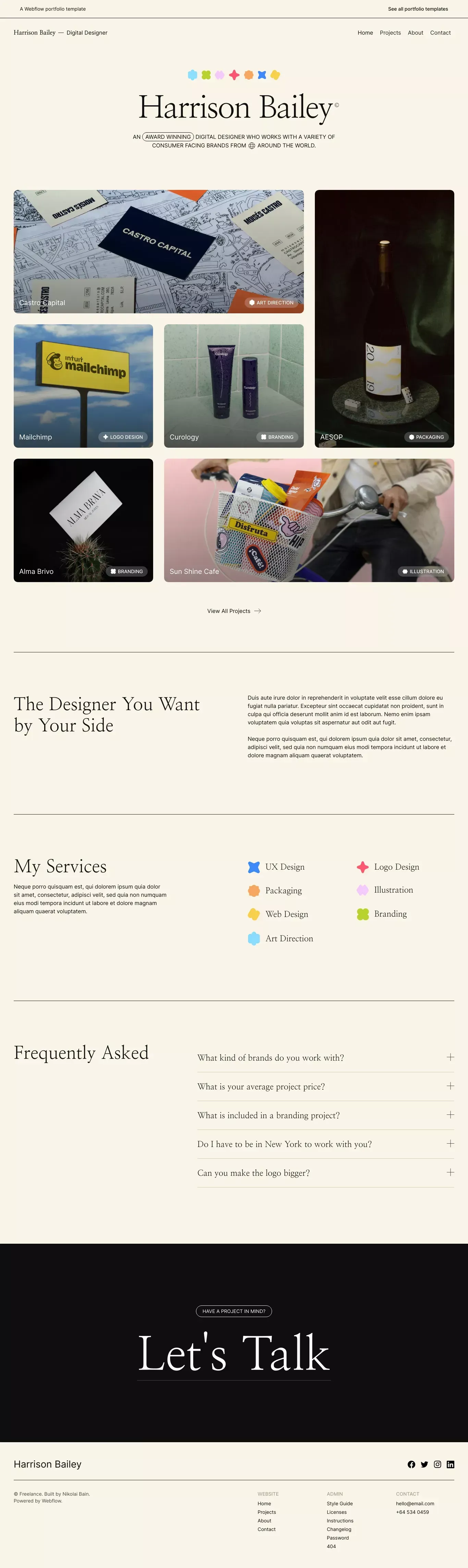 Freelance - Webflow HTML website template - Template design
