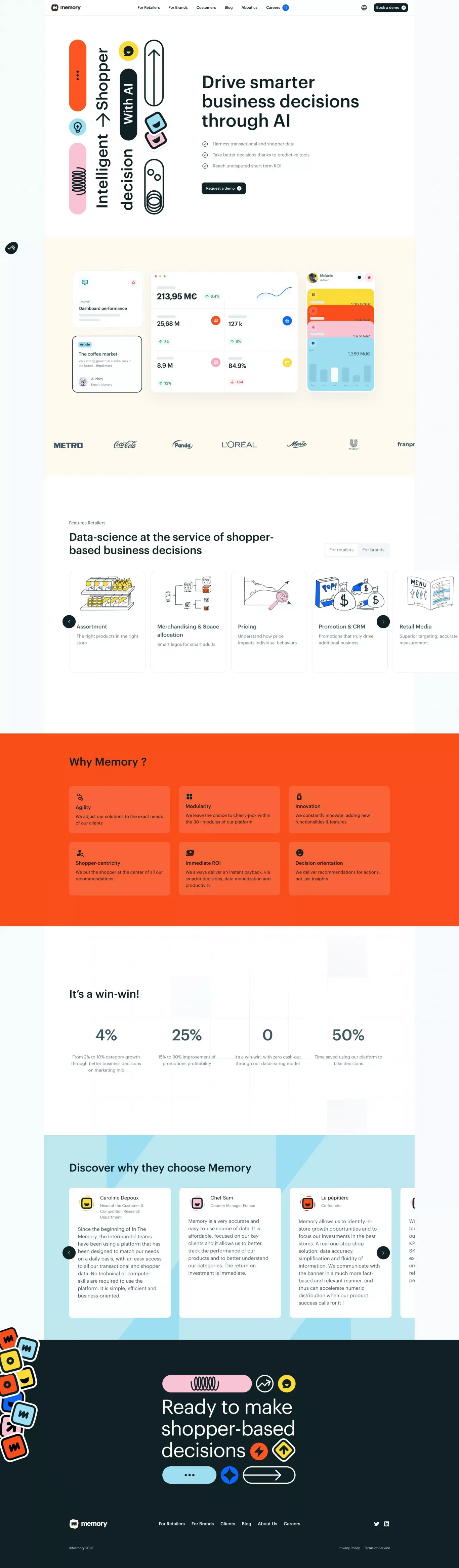 Drive smarter business decisions through AI - In The Memory - Landing design