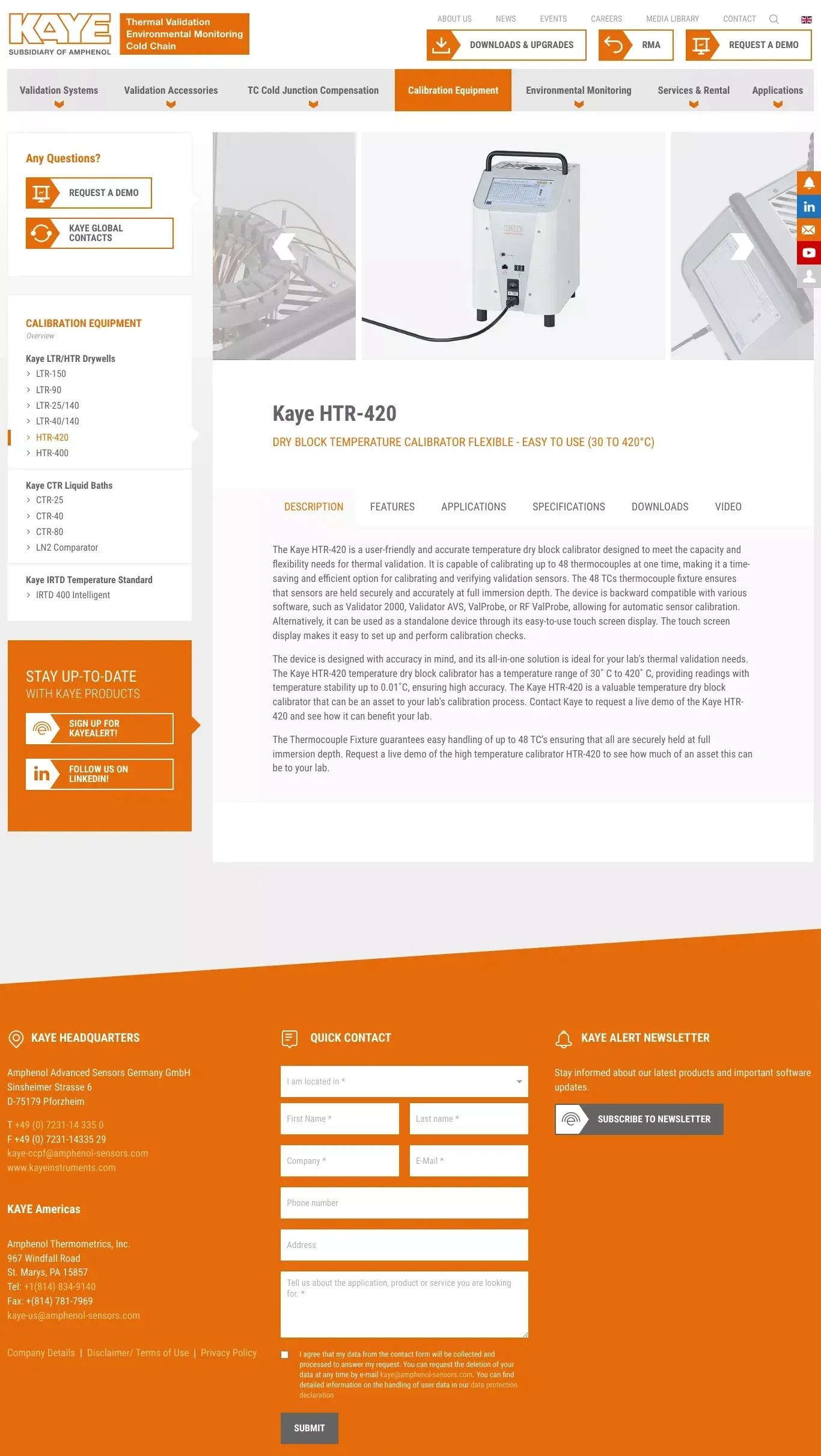 HTR-420 High Temperature Dry Block Calibrator - website design