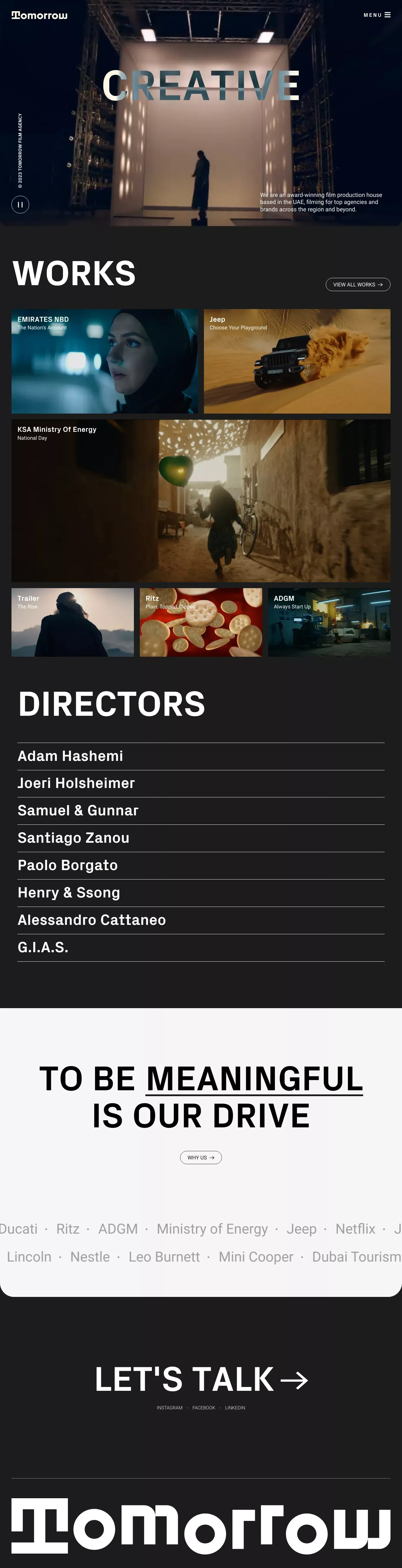 Tomorrow Film – Award Winning Film Production House - website design