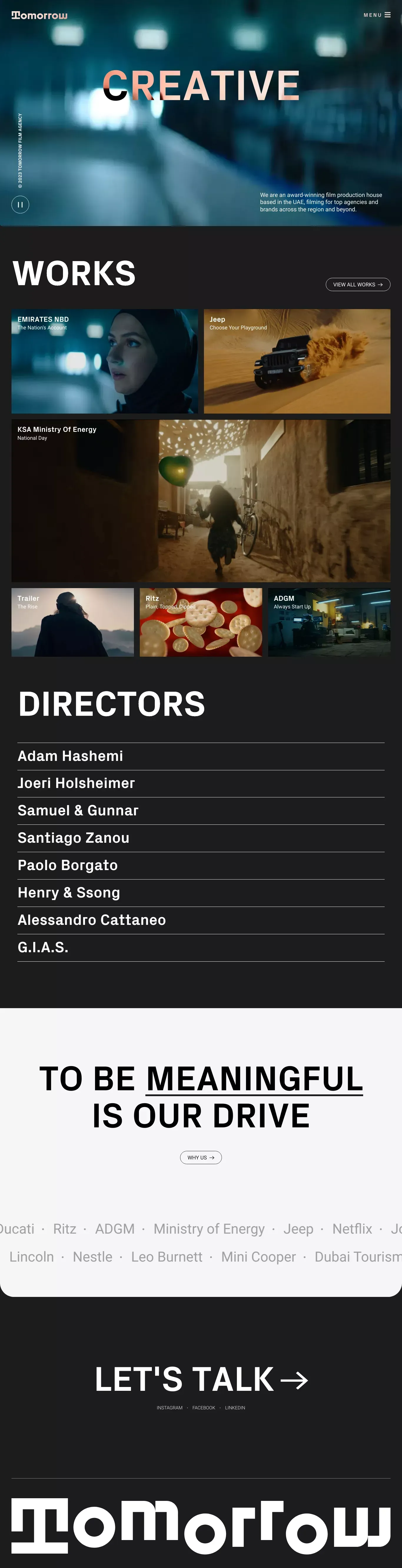 Tomorrow Film – Award Winning Film Production House - Portfolio design