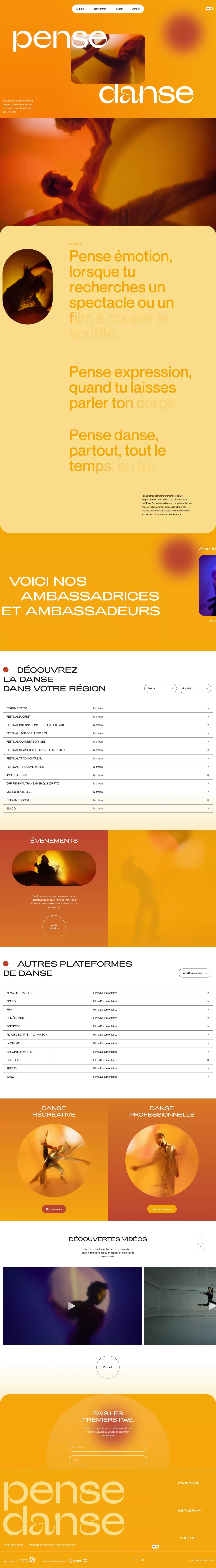 Découvrez nos artistes, oeuvres, cours et spectacles de danse - Landing design