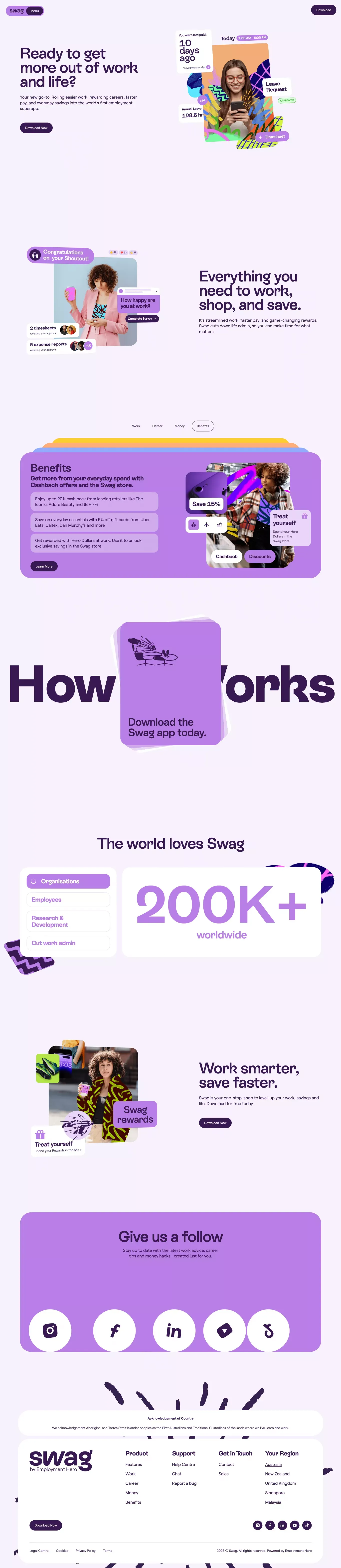 Swag: The All-in-one Superapp For Smarter Work, Career & Life. - Landing design