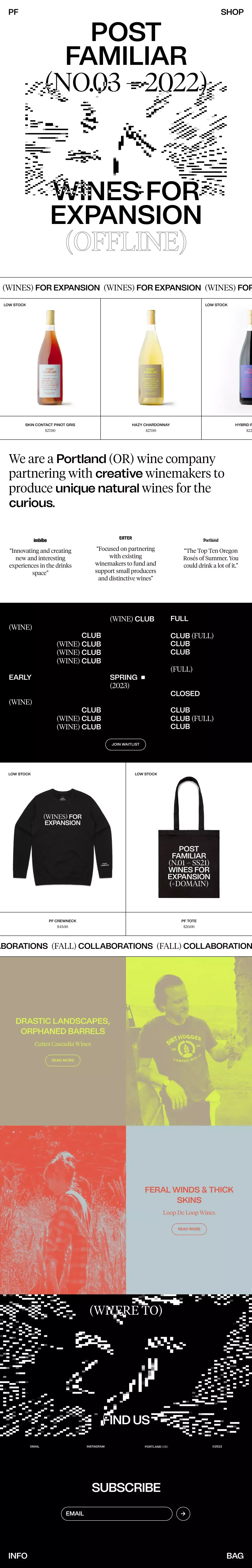 Post Familiar Wine - Ecommerce design