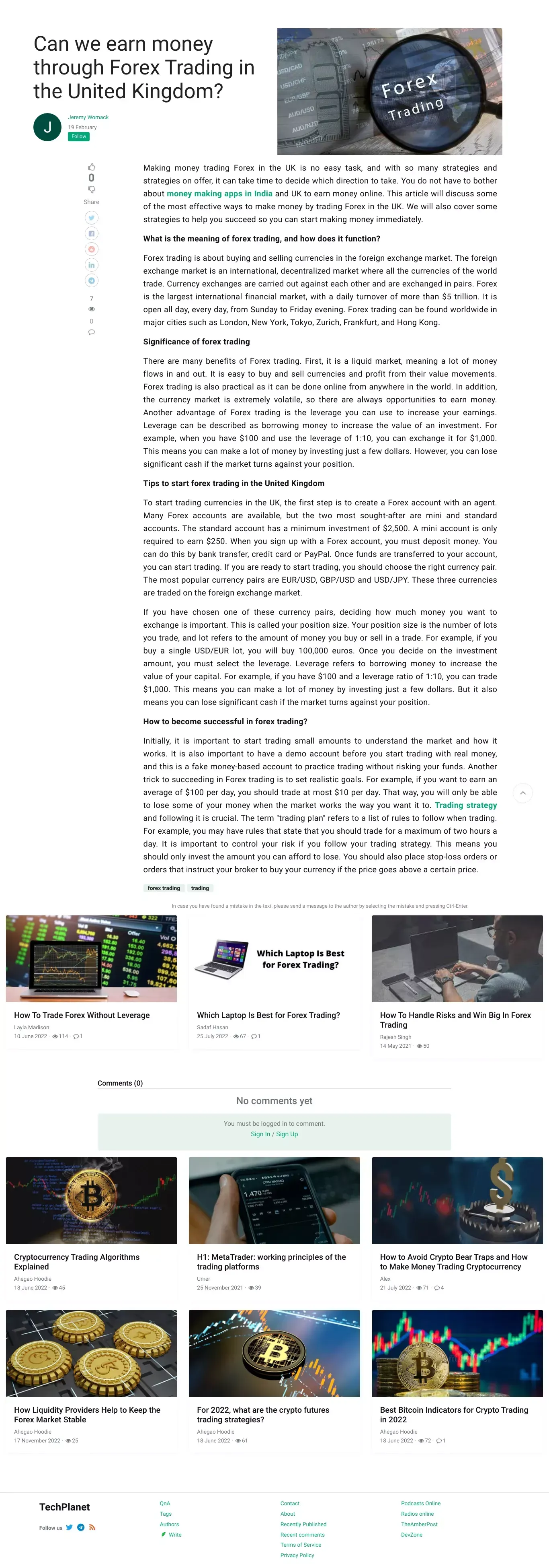 Can we earn money through Forex Trading in the United Kingdom? | TechPlanet - Blog design