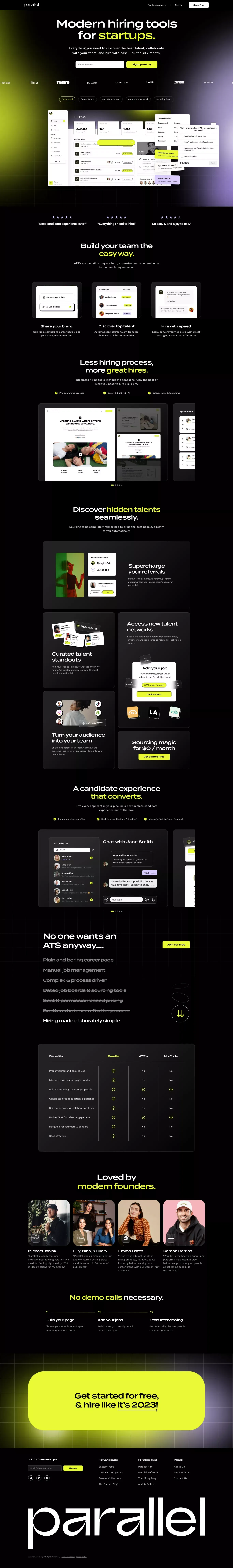 Parallel | Modern Hiring Tools for Startups - Landing design