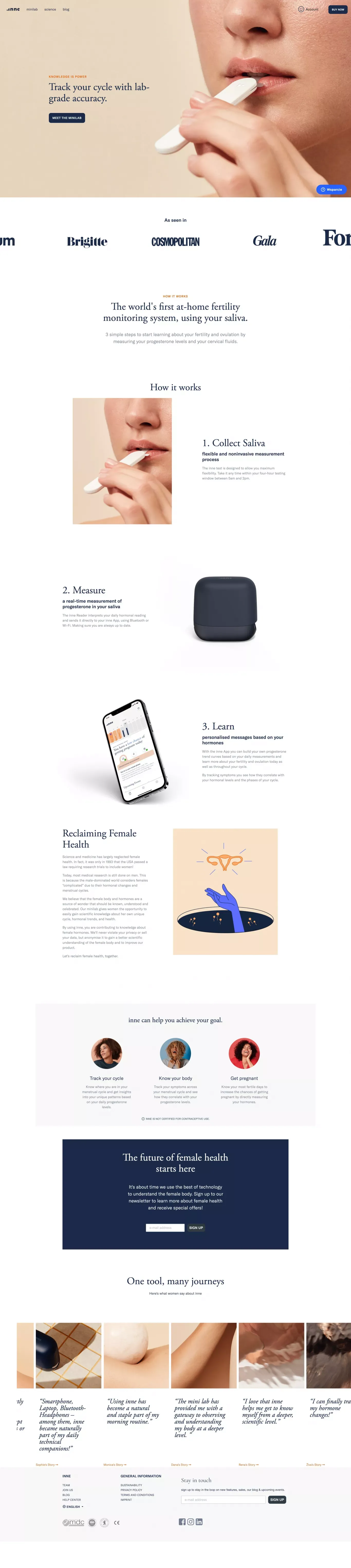 inne | Cycle- & Ovulation Tracker | Progesterone Saliva-Test - Landing design