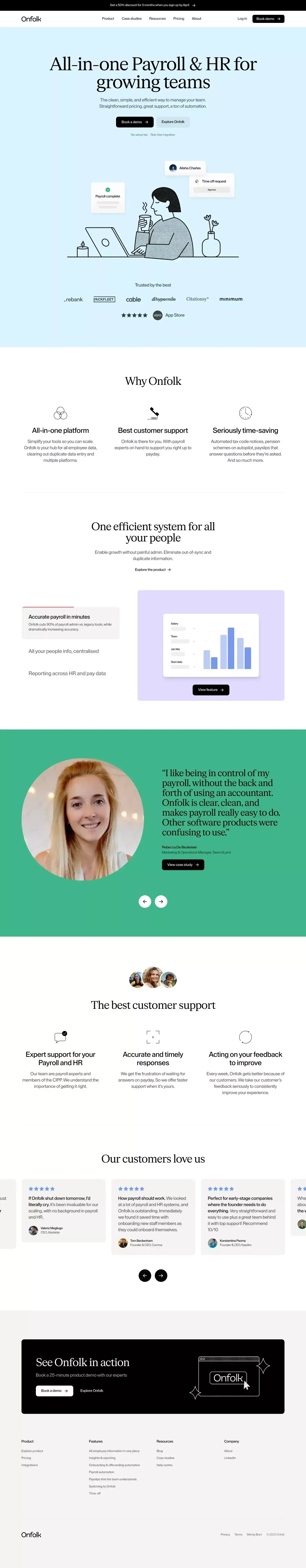Onfolk · All-in-one Payroll & HR - Landing design