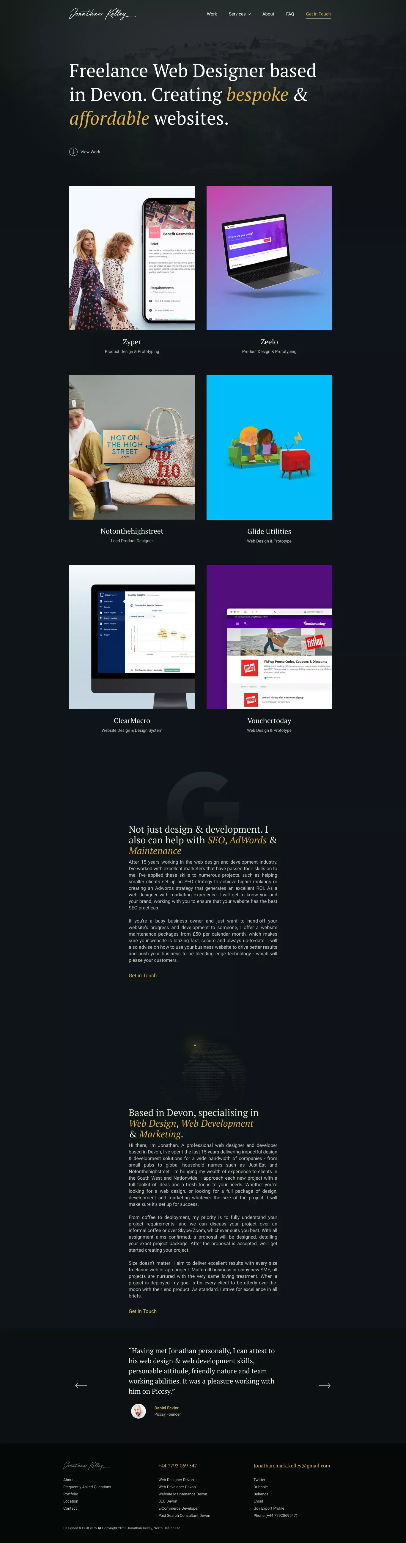 Freelance Web Designer & Developer, Devon • Jonathan Kelley - Portfolio design