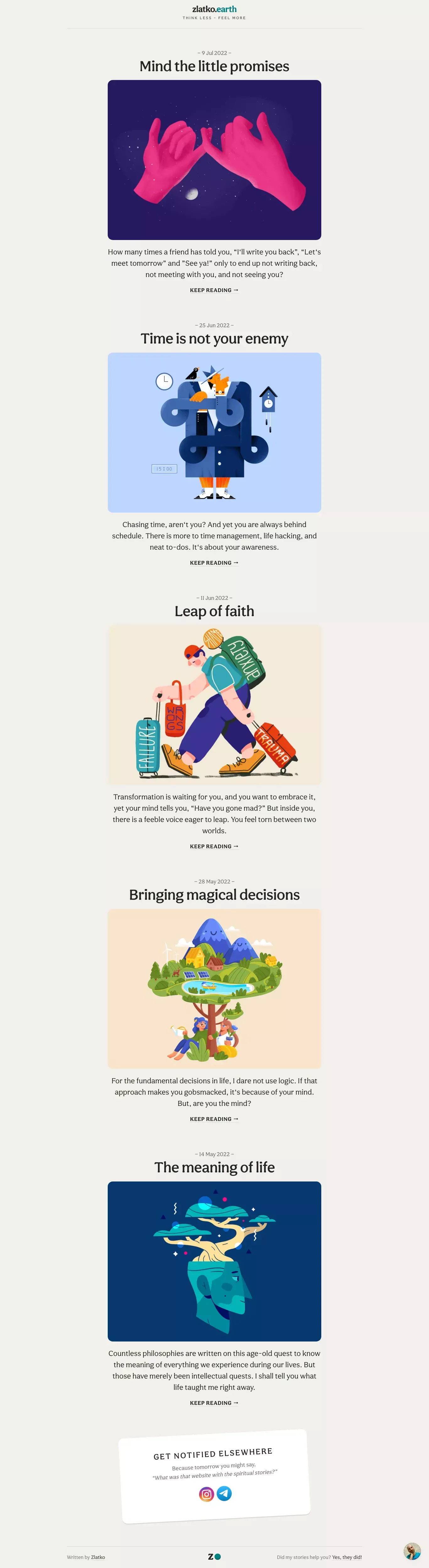 Zlatko from Earth・Think less, feel more - Blog design