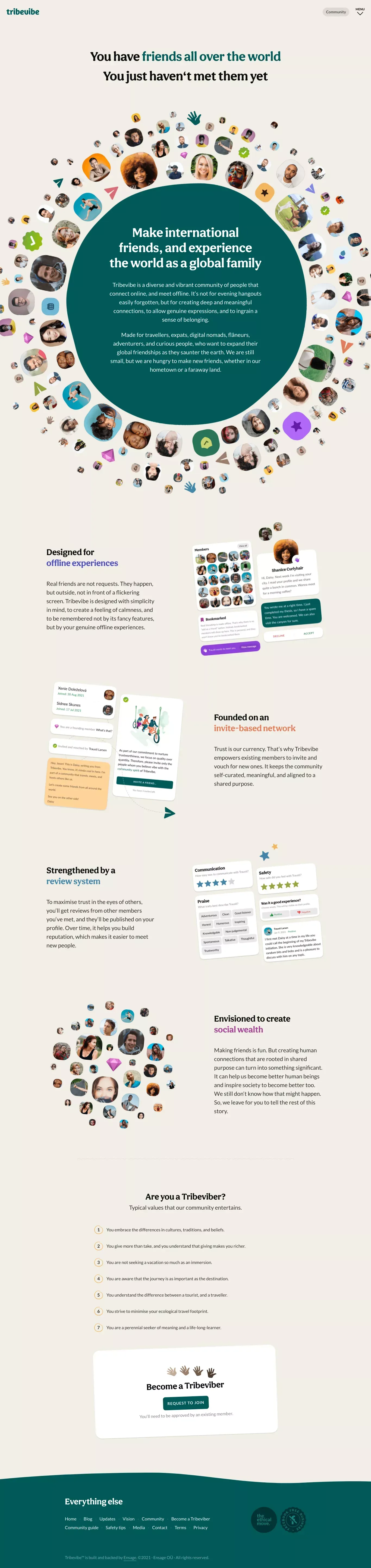 Make friends all around the world – Tribevibe - Landing design