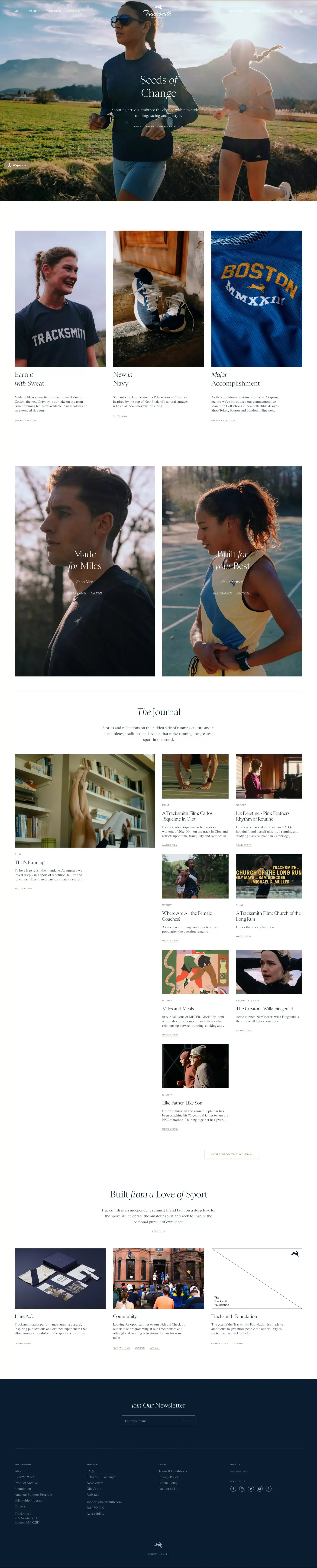 Performance Running Gear, Apparel, and Accessories | Tracksmith - Ecommerce design