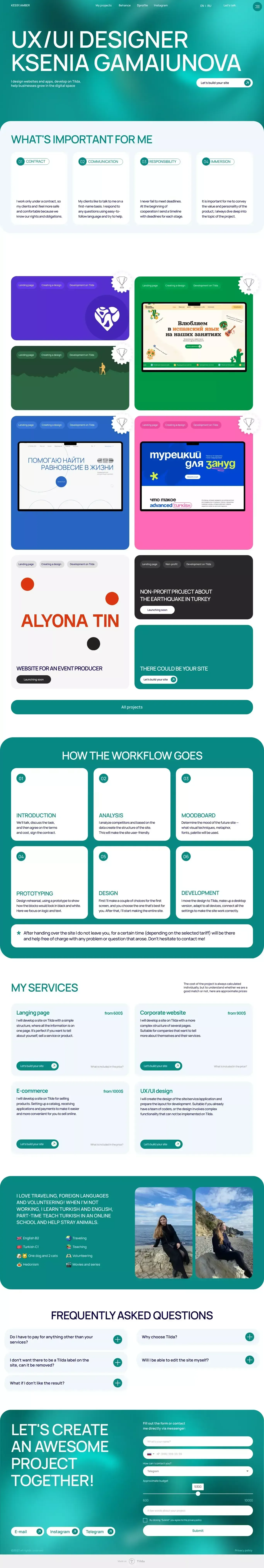 UX/UI designer Ksenia Gamaiunova - Portfolio design