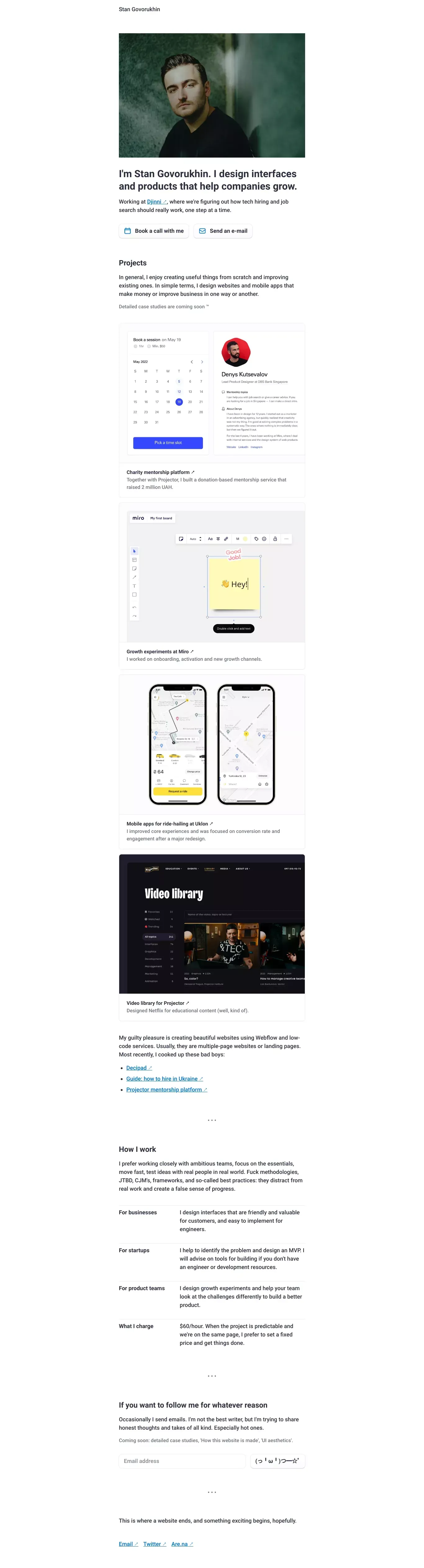 Stan Govorukhin, designer and engineer - Portfolio design