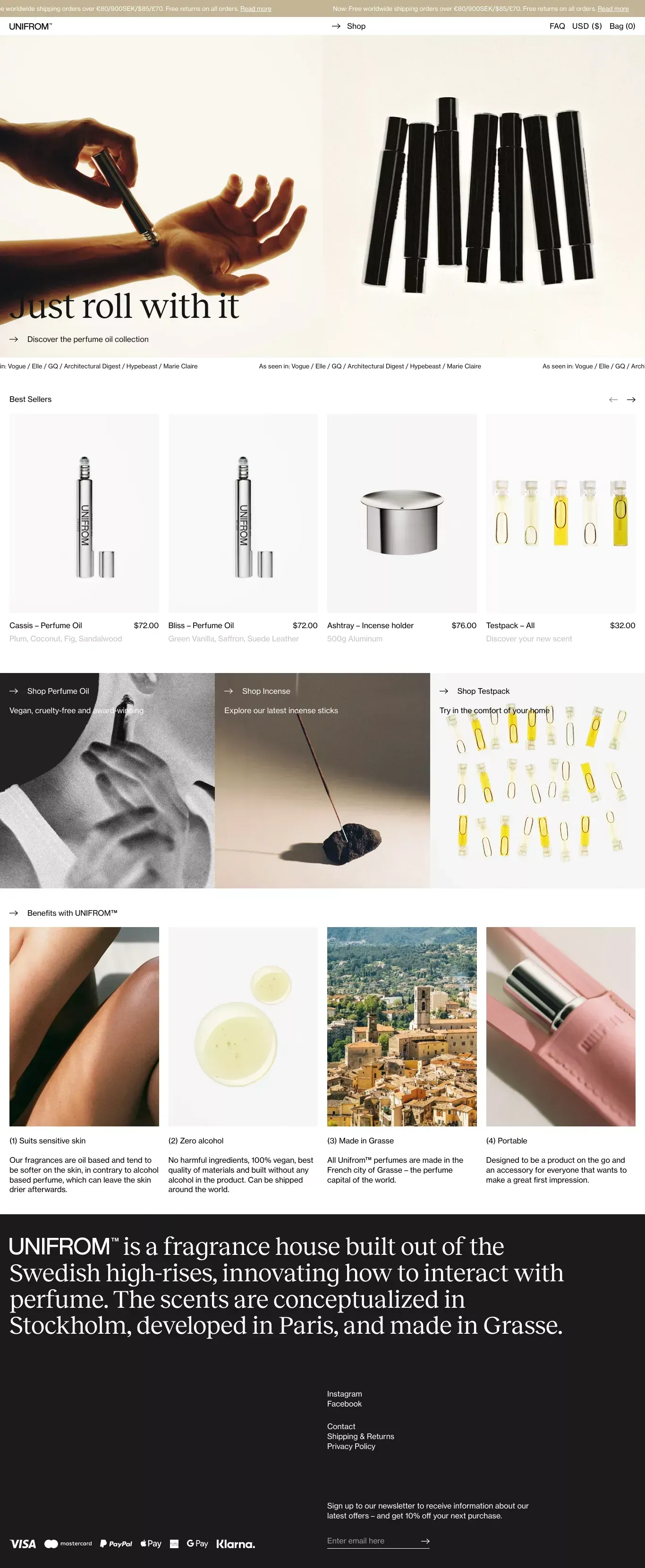 Unifrom™ - Distilling Culture Through Scent - Ecommerce design