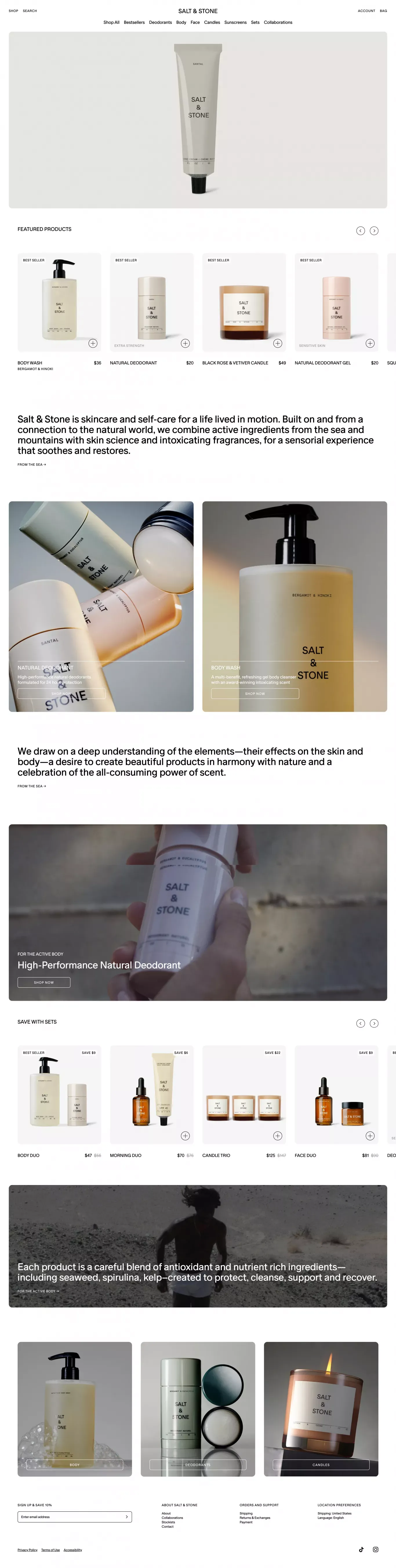 SALT & STONE – High-Performance Natural Skincare - Ecommerce design