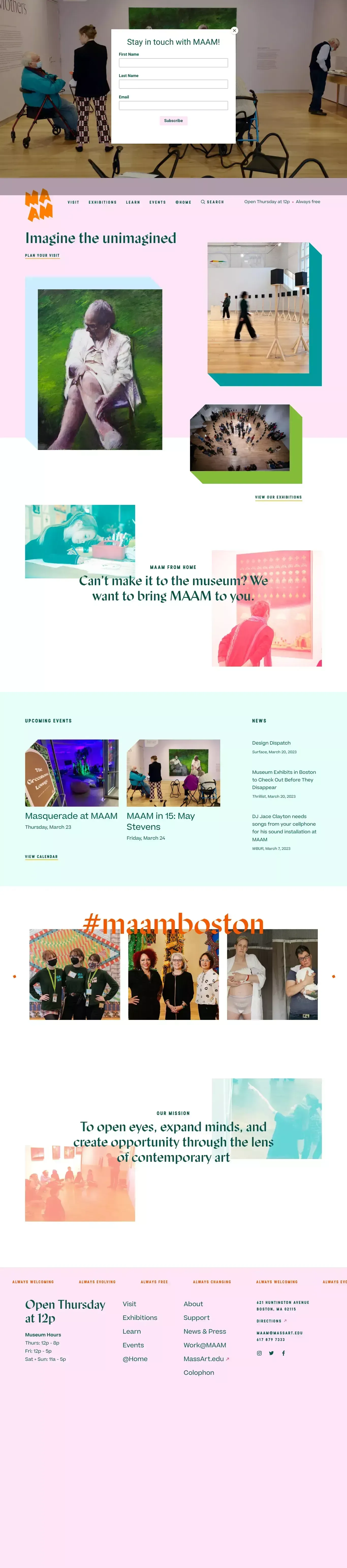 Home | MassArt Art Museum - Landing design