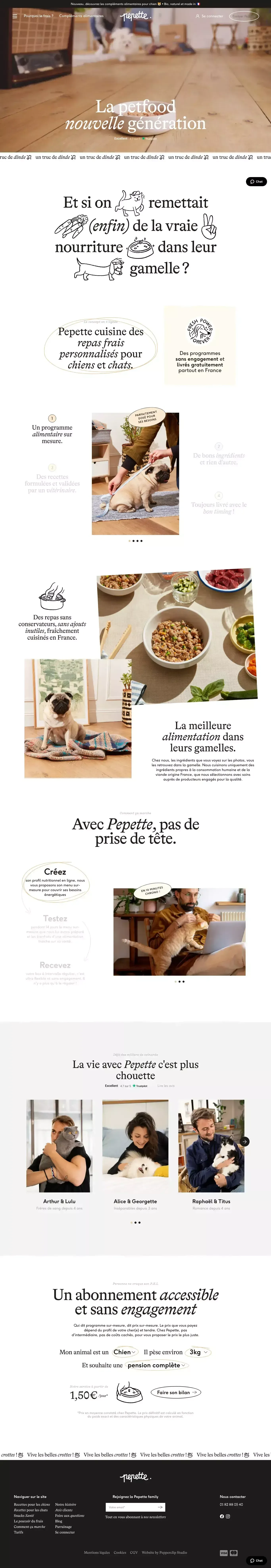 Pepette — Petfood Nouvelle Génération - Landing design