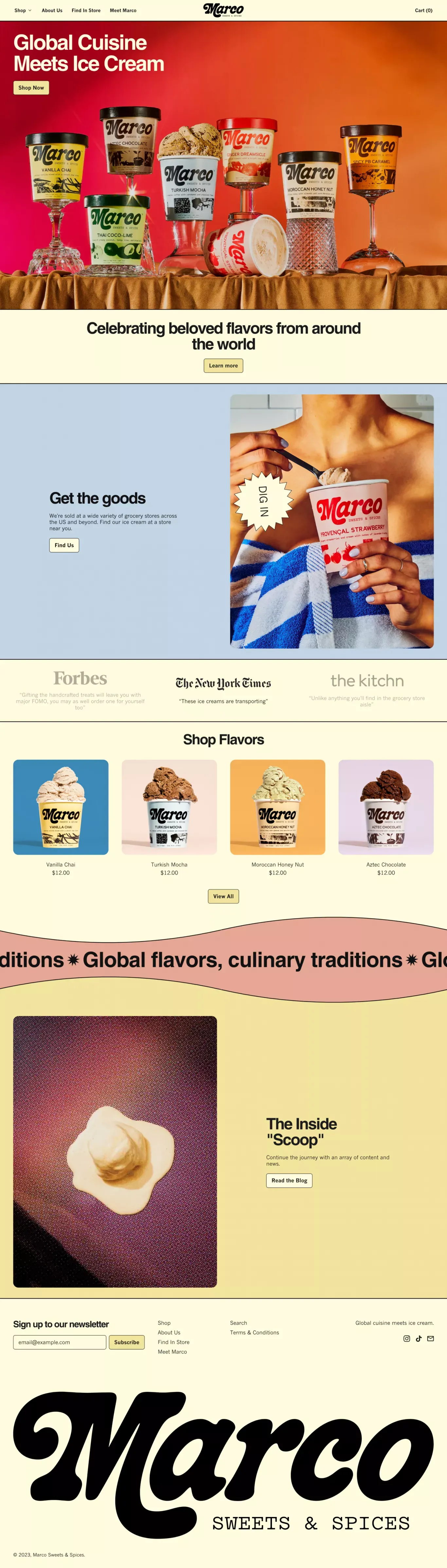 Marco Ice Cream – Marco Sweets & Spices - Ecommerce design