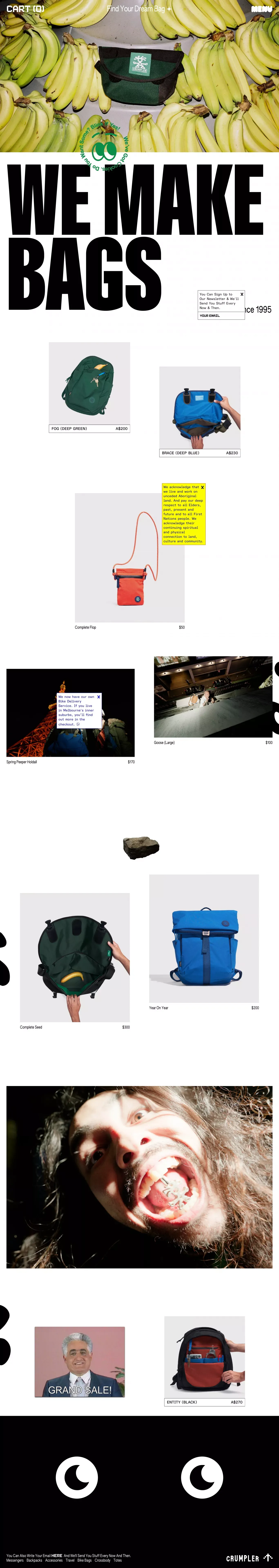Crumpler | Messenger Bags, Backpacks and More - Ecommerce design