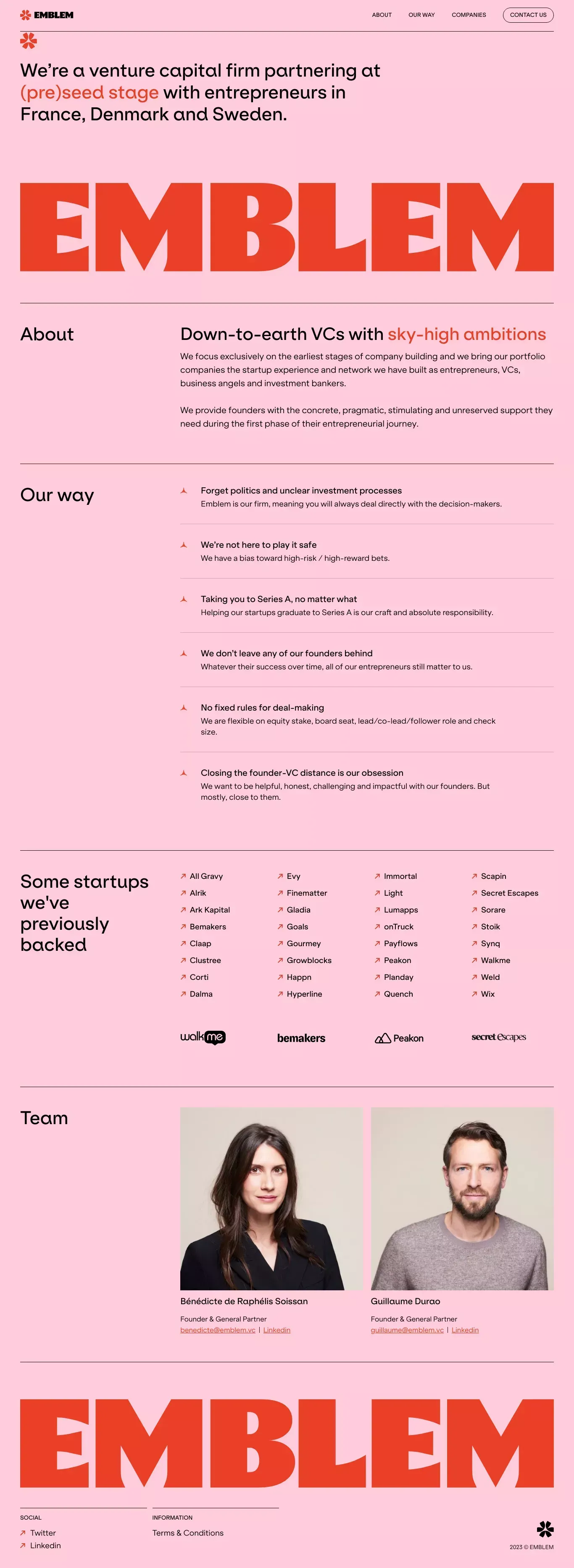 Emblem – Venture Capital - Portfolio design