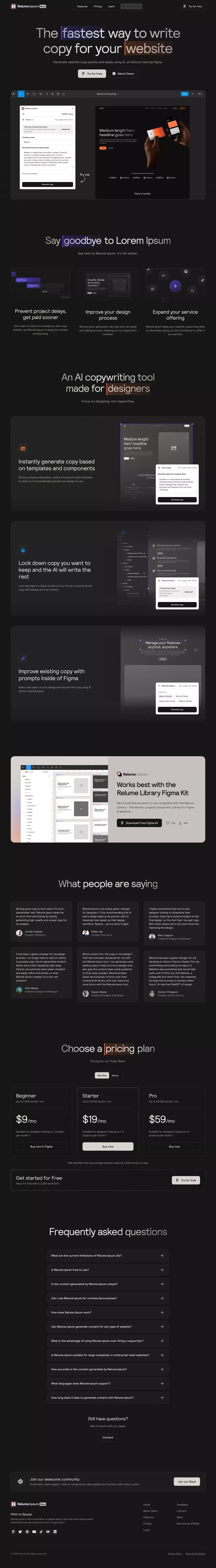 The Fastest Way To Write Copy For Your Website | Relume Ipsum - Landing design