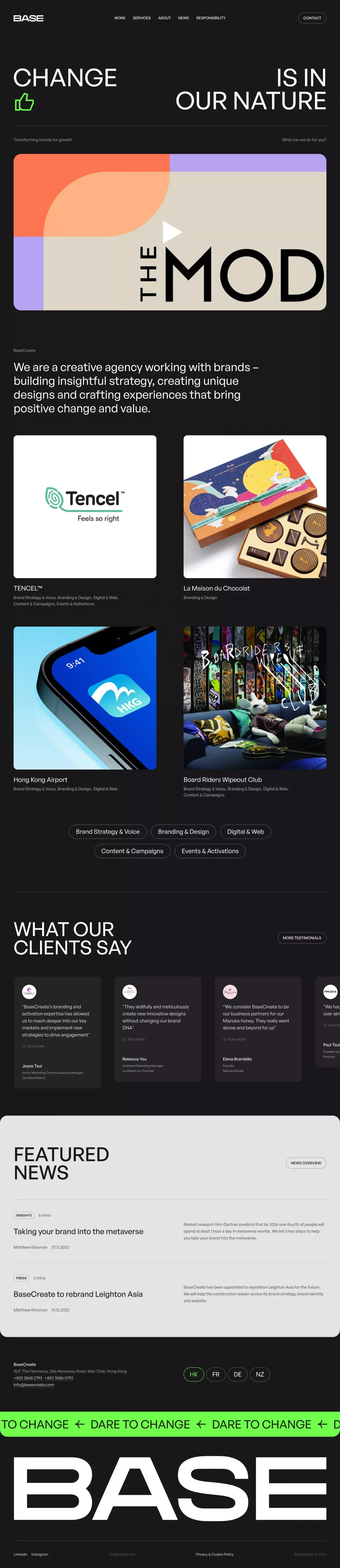 BaseCreate – Branding & Marketing Agency in Europe & HK - Portfolio design