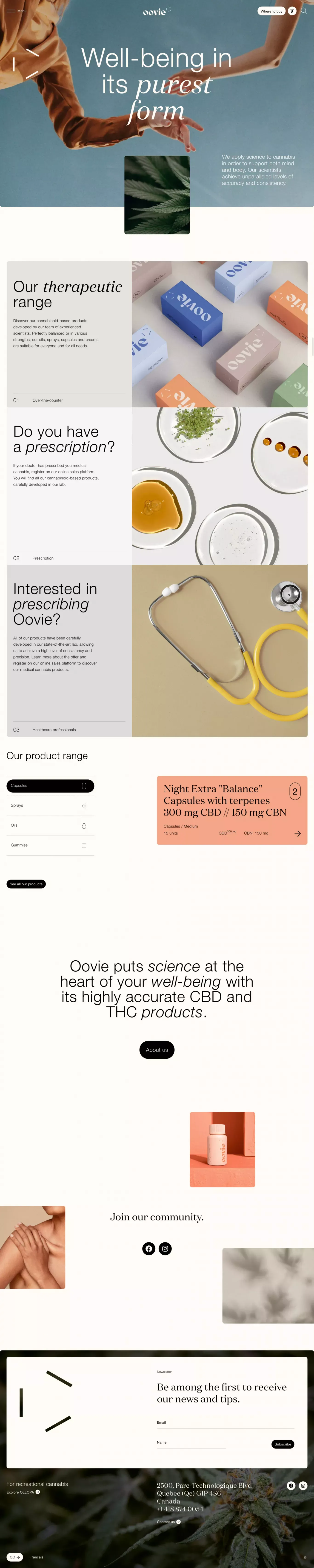 Take care of yourself with our medical cannabis products | Oovie - Landing design