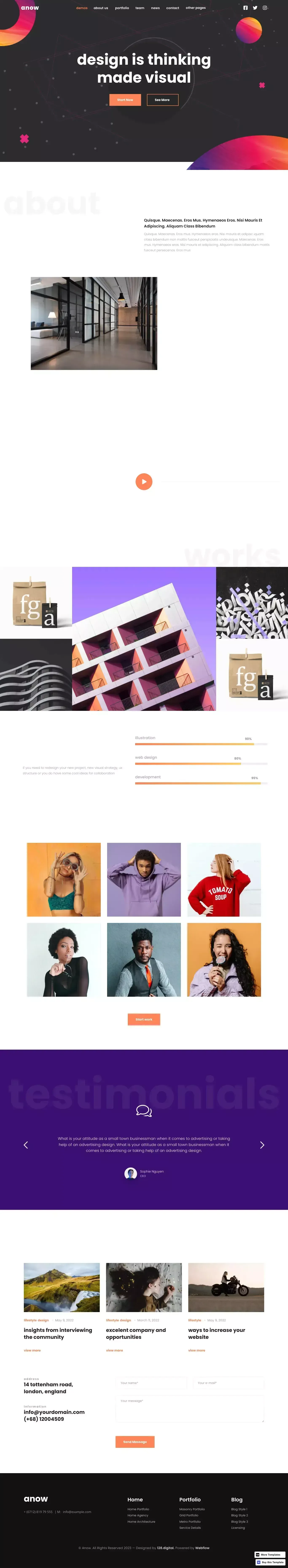 Anow - Webflow HTML website template" - Template design