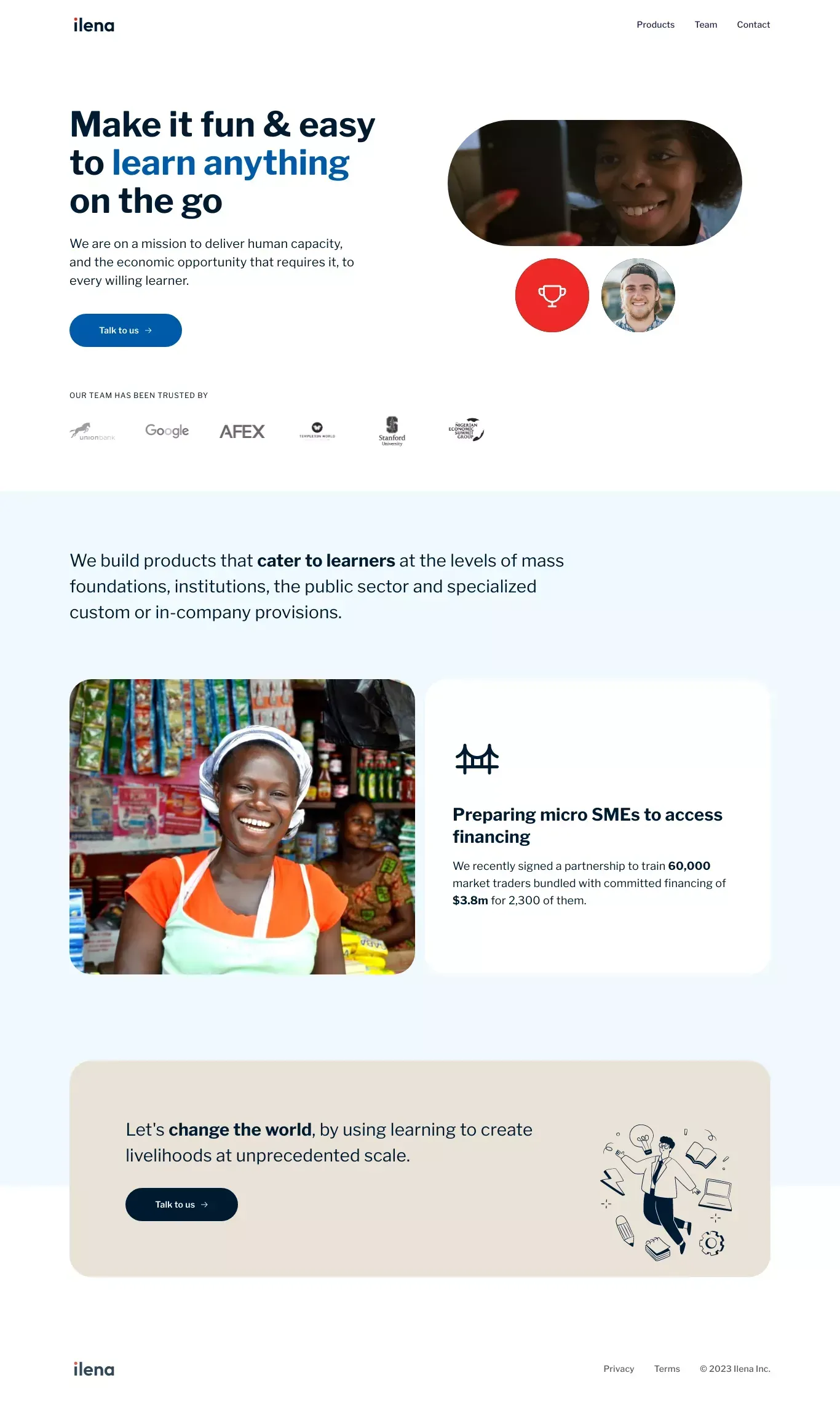 ilena - Make it fun and easy to learn anything on the go - website design